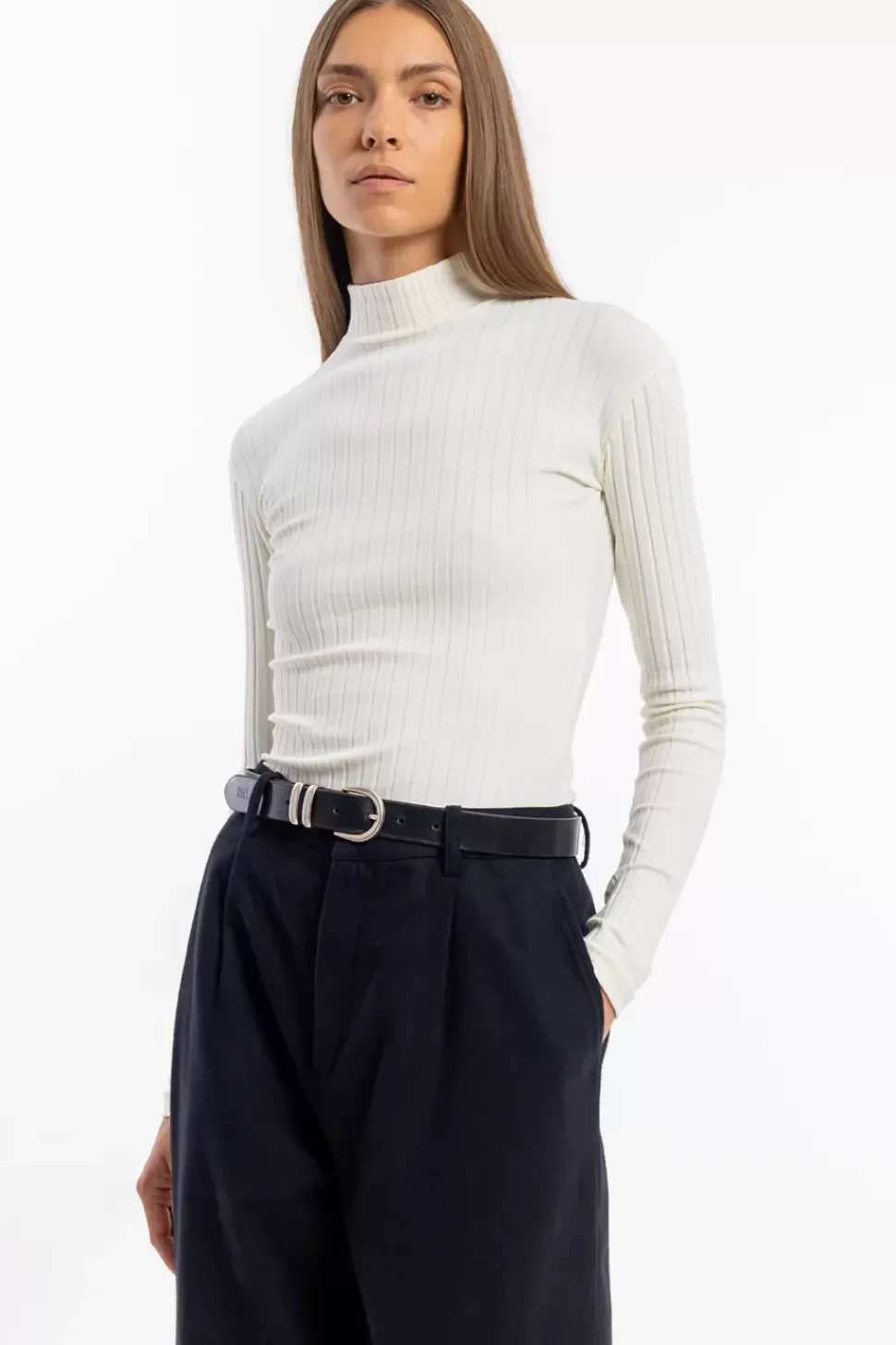 Geripptes Longsleeve Bio Baumwolle - Off-White
