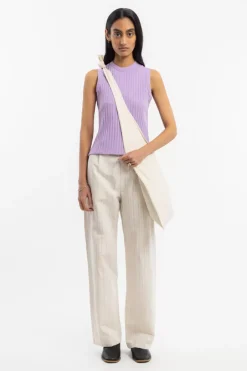 Geripptes Singlet Bio Baumwolle - Lavendel