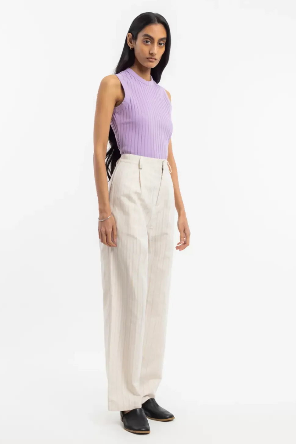 Geripptes Singlet Bio Baumwolle - Lavendel