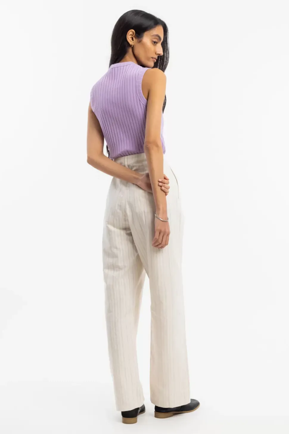 Geripptes Singlet Bio Baumwolle - Lavendel