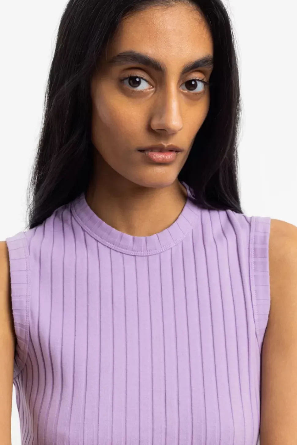 Geripptes Singlet Bio Baumwolle - Lavendel
