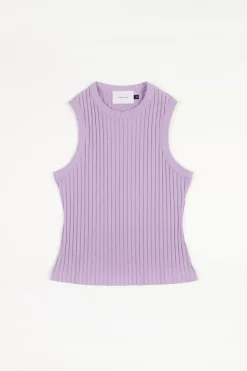 Geripptes Singlet Bio Baumwolle - Lavendel