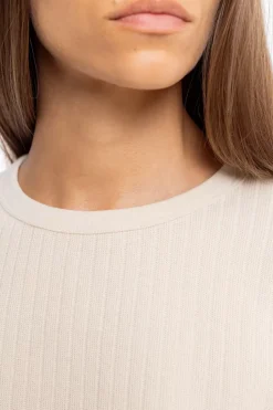 Geripptes T-Shirt Bio Baumwolle - Creme