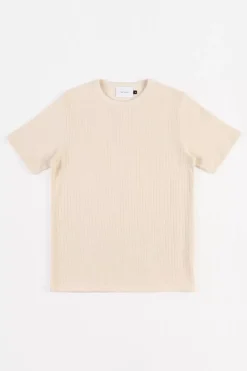 Geripptes T-Shirt Bio Baumwolle - Creme