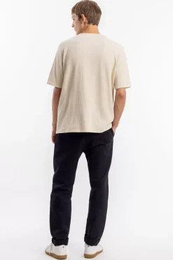 Geripptes T-Shirt Bio Baumwolle - Creme