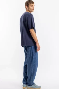 Geripptes T-Shirt Bio Baumwolle - Dunkelblau