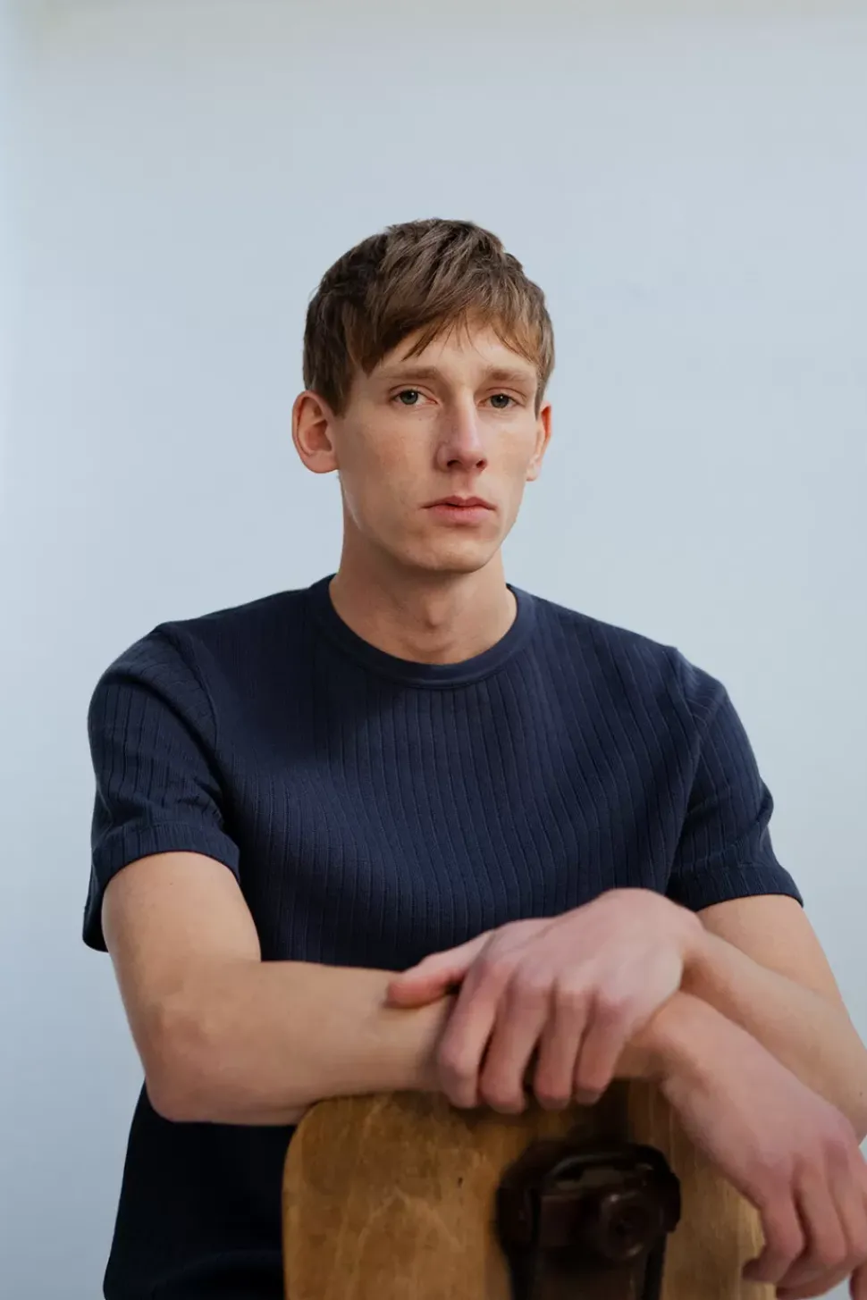 Geripptes T-Shirt Bio Baumwolle - Dunkelblau