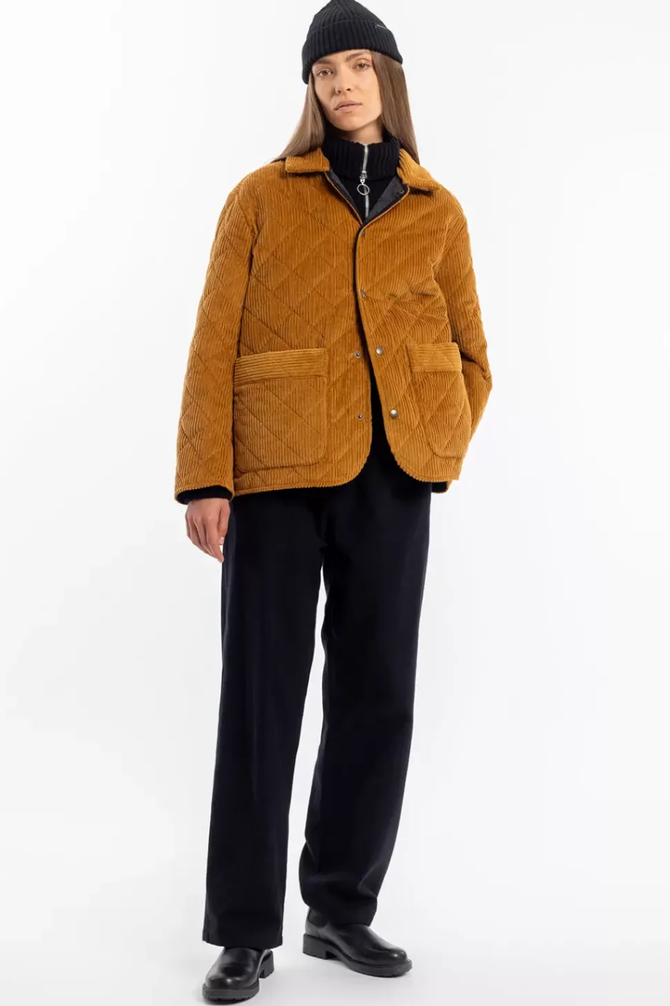 Gesteppte Cord Jacke - Toffee