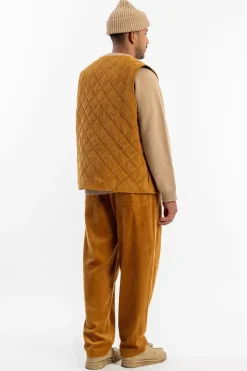 Gesteppte Cord Weste - Toffee