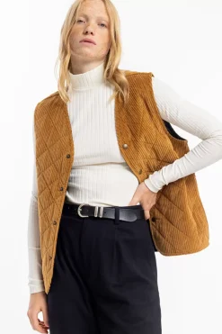 Gesteppte Cord Weste - Toffee