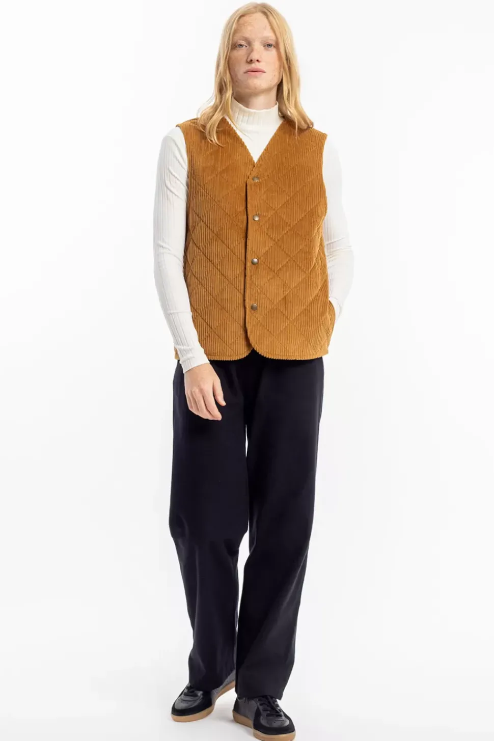 Gesteppte Cord Weste - Toffee