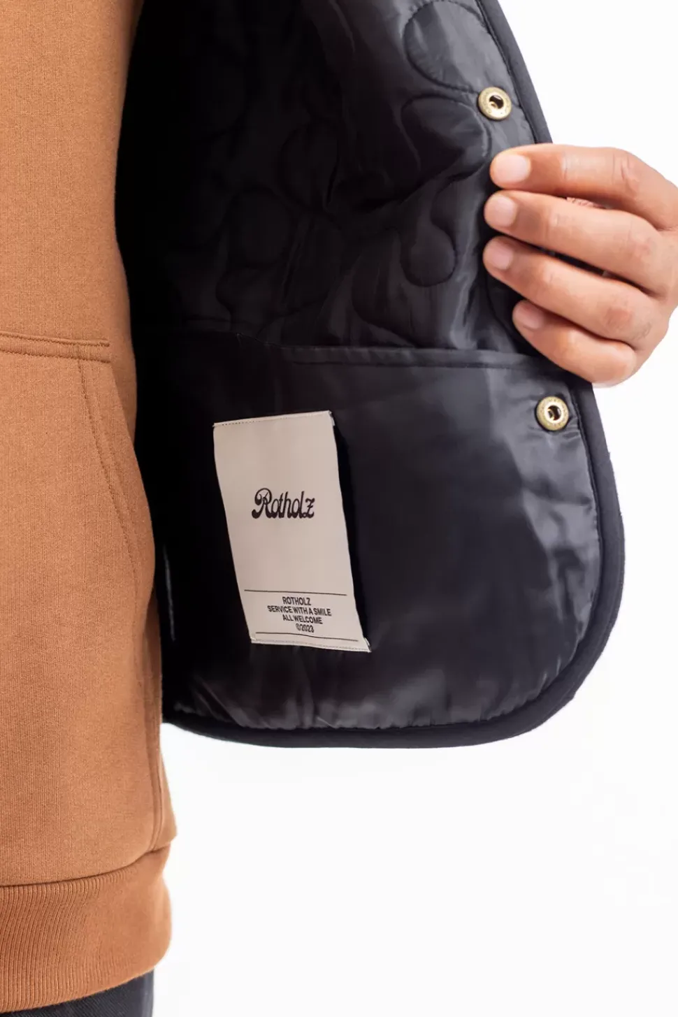 Gesteppte Flanell Weste - Schwarz