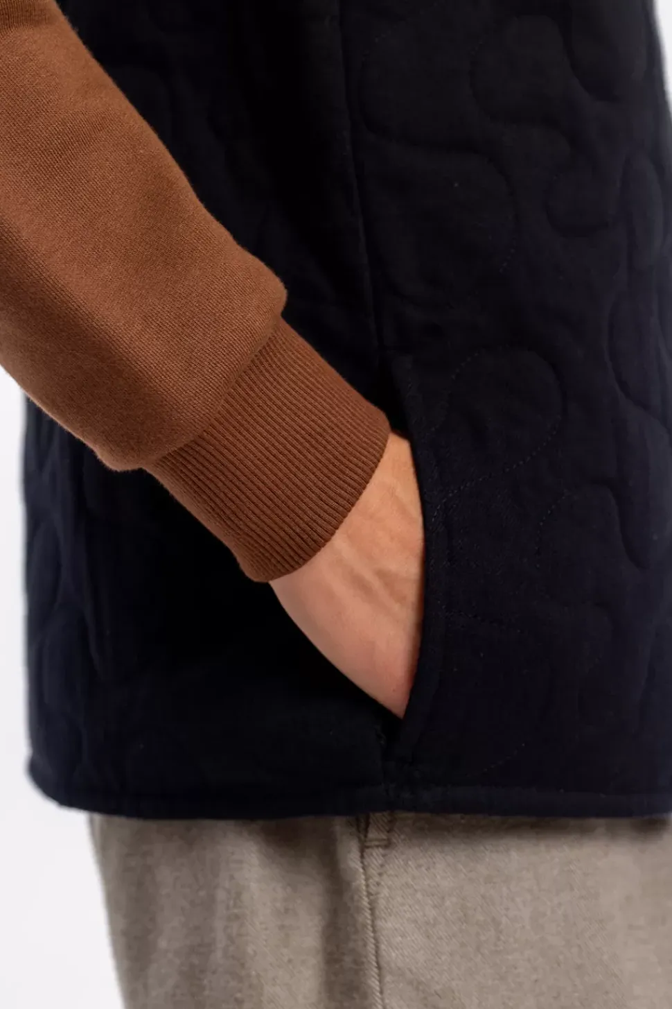 Gesteppte Flanell Weste - Schwarz