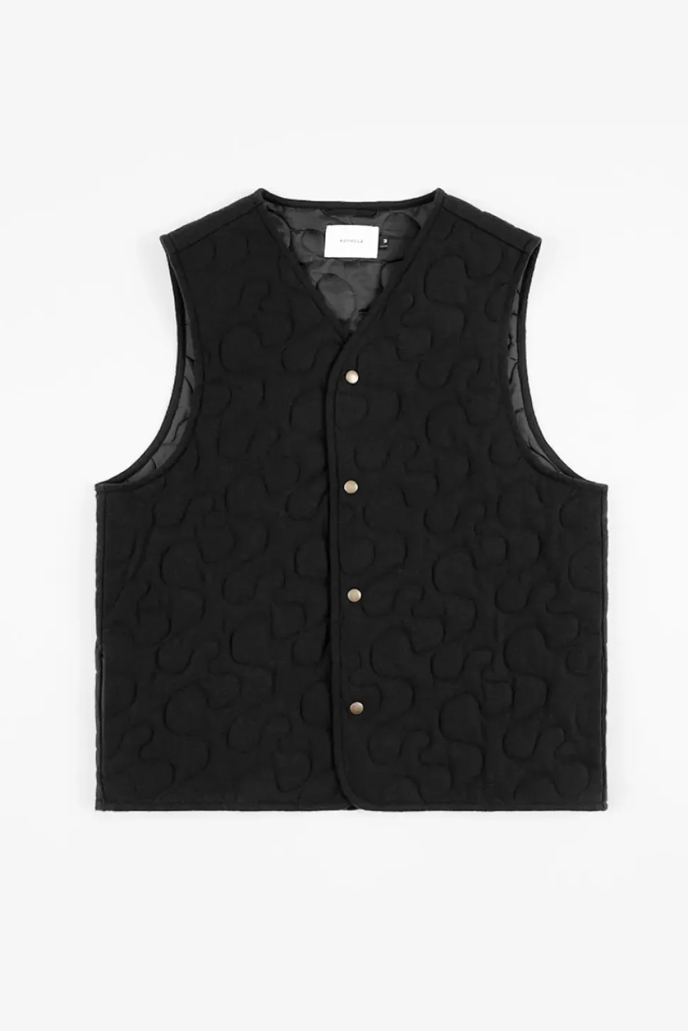 Gesteppte Flanell Weste - Schwarz