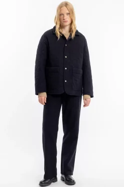 Gesteppte Flannel Jacke - Schwarz