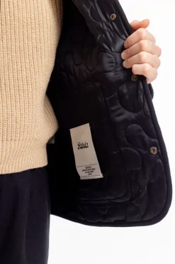 Gesteppte Flannel Jacke - Schwarz