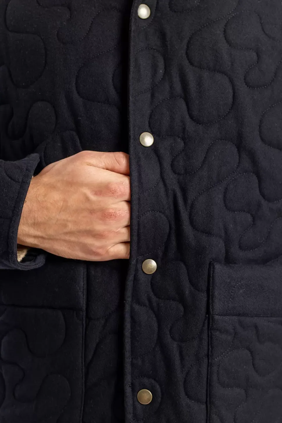 Gesteppte Flannel Jacke - Schwarz