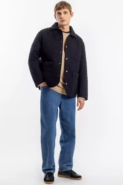 Gesteppte Flannel Jacke - Schwarz
