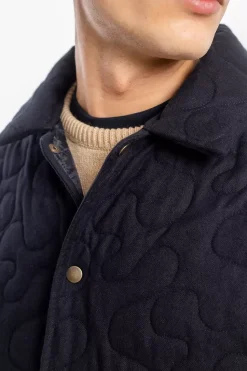 Gesteppte Flannel Jacke - Schwarz