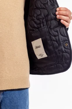 Gesteppte Flannel Jacke - Schwarz