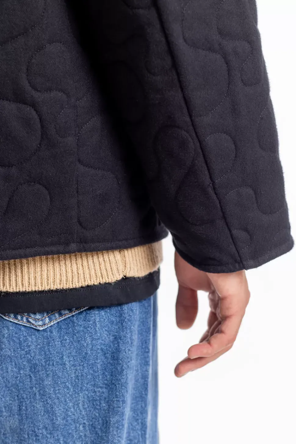Gesteppte Flannel Jacke - Schwarz