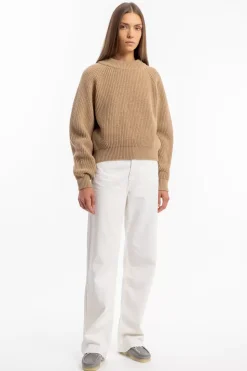 Grober Strickpullover Wollmischung - Beige