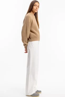 Grober Strickpullover Wollmischung - Beige