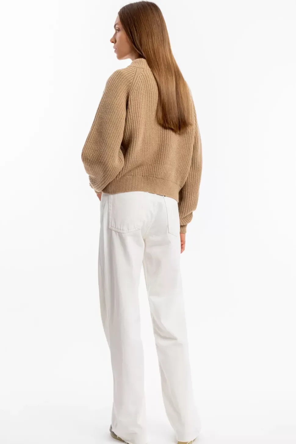 Grober Strickpullover Wollmischung - Beige