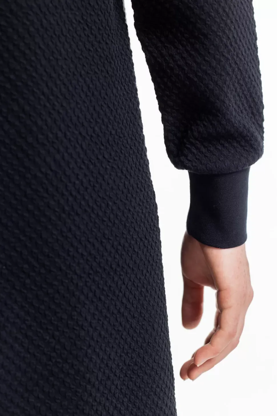 Half Zip Sweat Kleid Bio Baumwolle - Schwarz