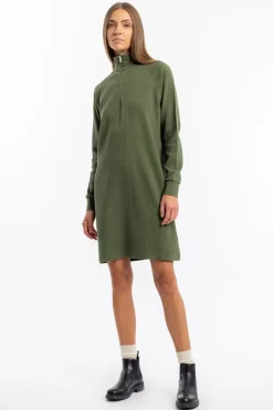Half Zip Sweat Kleid Bio Baumwolle - Grun