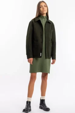 Half Zip Sweat Kleid Bio Baumwolle - Grun