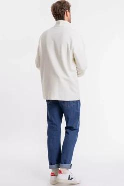 Half Zip Sweatshirt Aus Bio-Baumwolle Weis