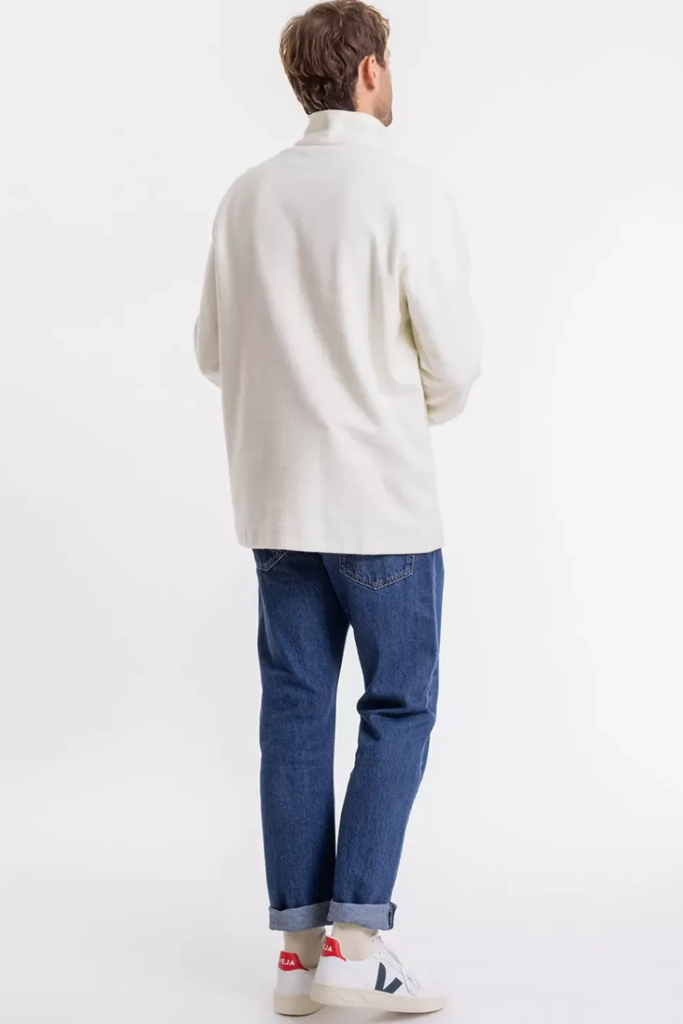 Half Zip Sweatshirt Aus Bio-Baumwolle Weis
