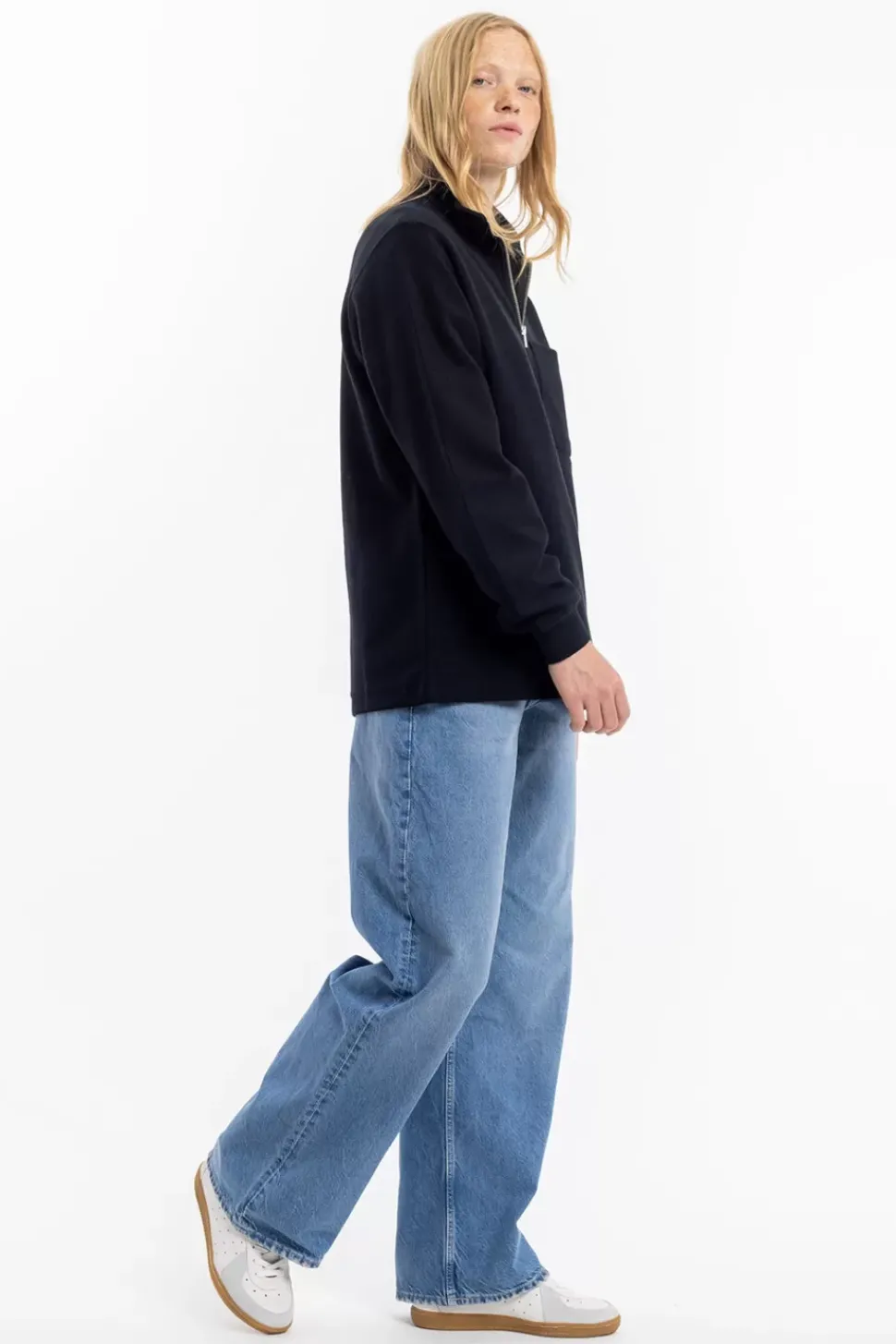 Half Zip Sweatshirt Bio Baumwolle - Schwarz