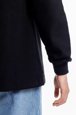 Half Zip Sweatshirt Bio Baumwolle - Schwarz