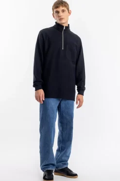 Half Zip Sweatshirt Bio Baumwolle - Schwarz