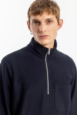 Half Zip Sweatshirt Bio Baumwolle - Schwarz