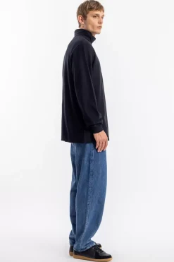 Half Zip Sweatshirt Bio Baumwolle - Schwarz