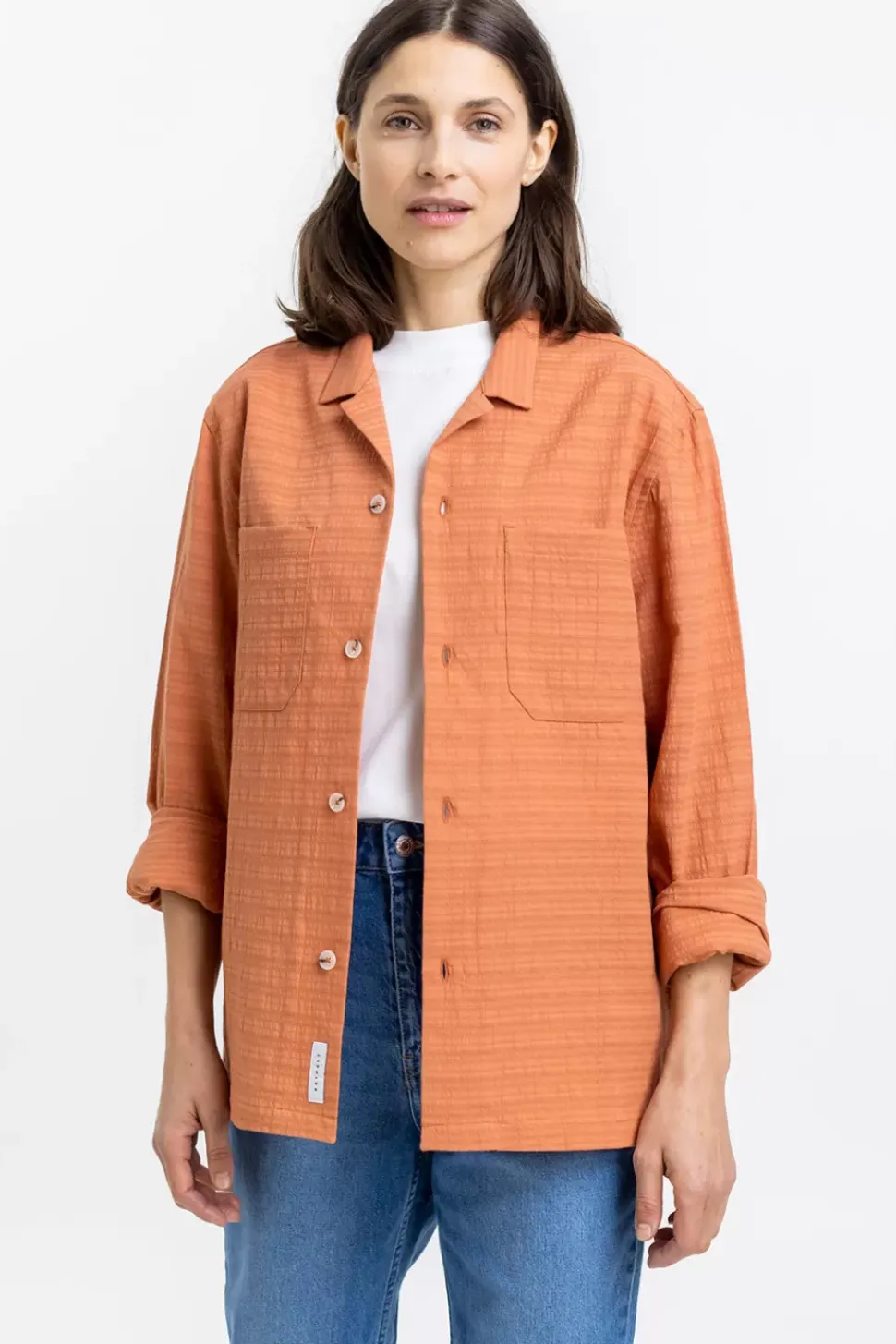 Hemd Aus Strukturierter Bio-Baumwolle Apricot
