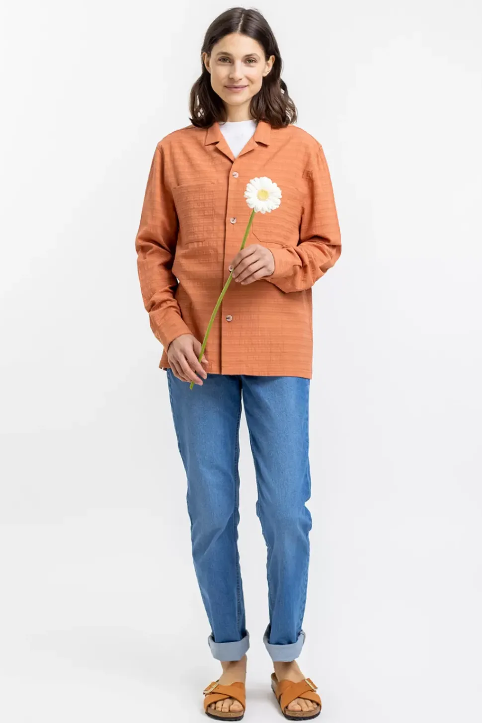 Hemd Aus Strukturierter Bio-Baumwolle Apricot