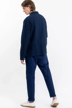 Hemd Aus Strukturierter Bio-Baumwolle Blau