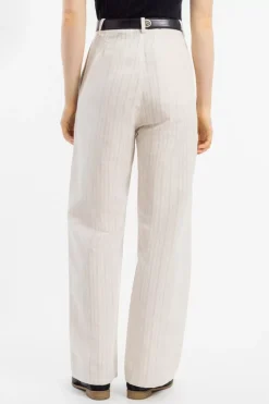 High Waist Hose Leinen Mix - Creme
