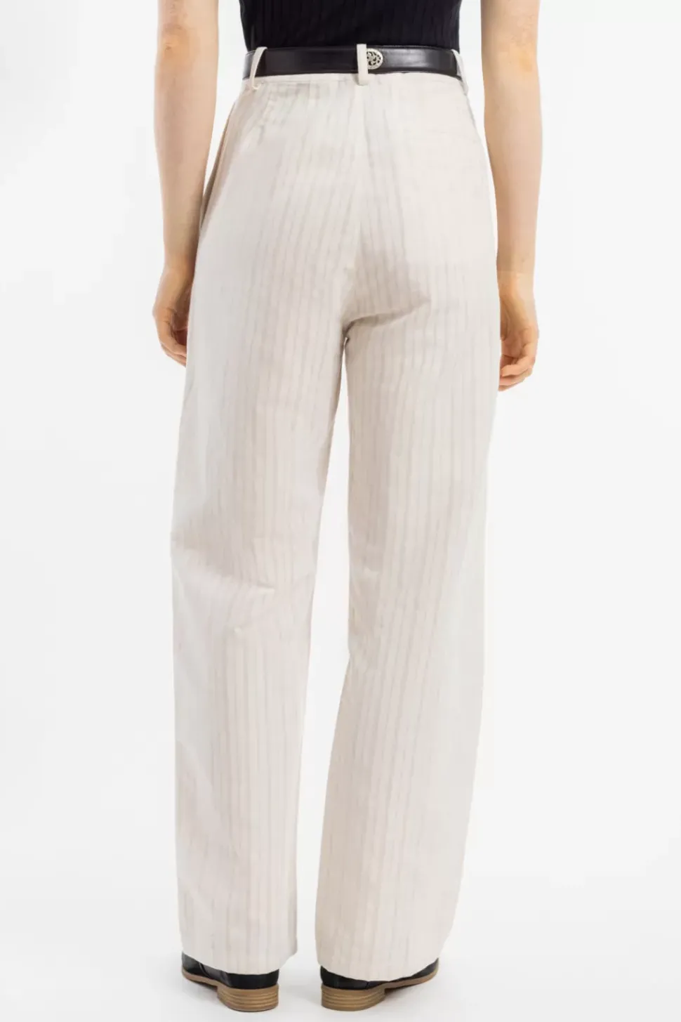 High Waist Hose Leinen Mix - Creme