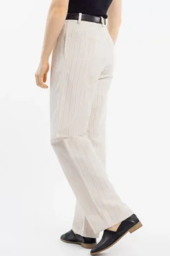 High Waist Hose Leinen Mix - Creme