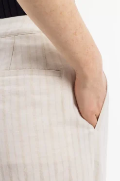 High Waist Hose Leinen Mix - Creme