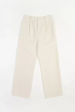 High Waist Hose Leinen Mix - Creme