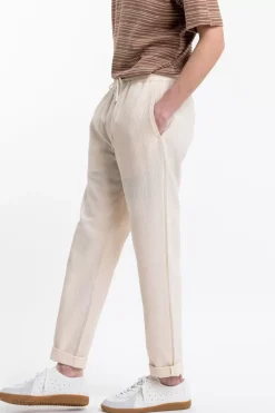 Hose Aus Strukturierter Bio-Baumwolle Creme