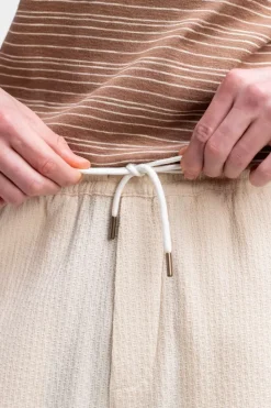 Hose Aus Strukturierter Bio-Baumwolle Creme