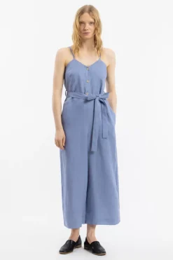 Jumpsuit Leinen Mix - Hellblau