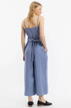 Jumpsuit Leinen Mix - Hellblau